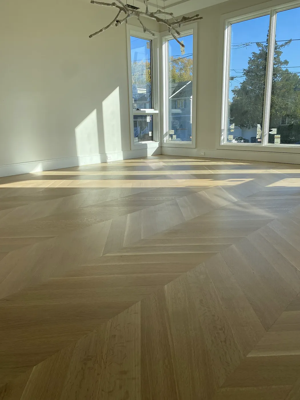 Whitewashed Chevron Hardwood Floor