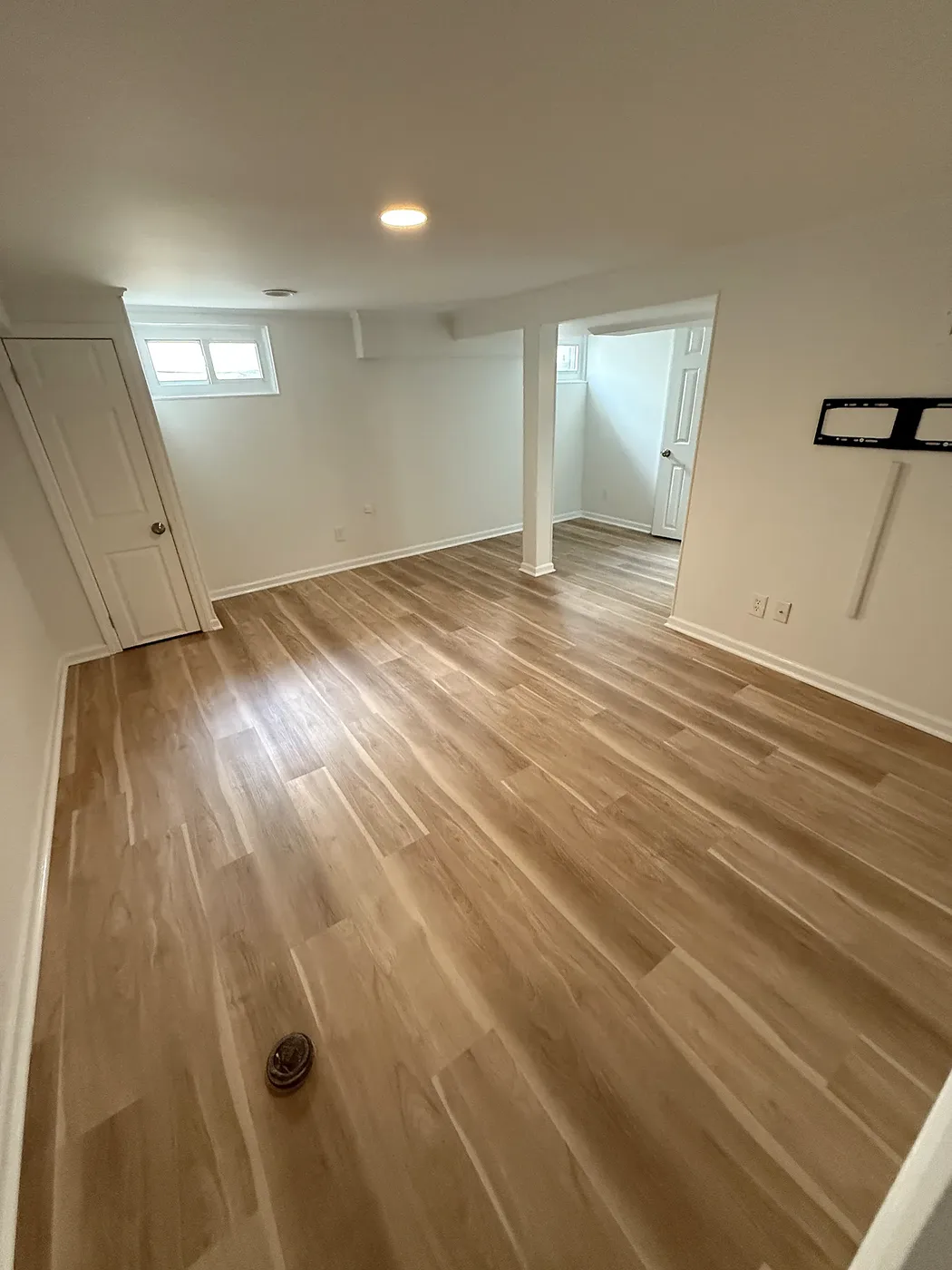 LVP Flooring in a Basement Living Area