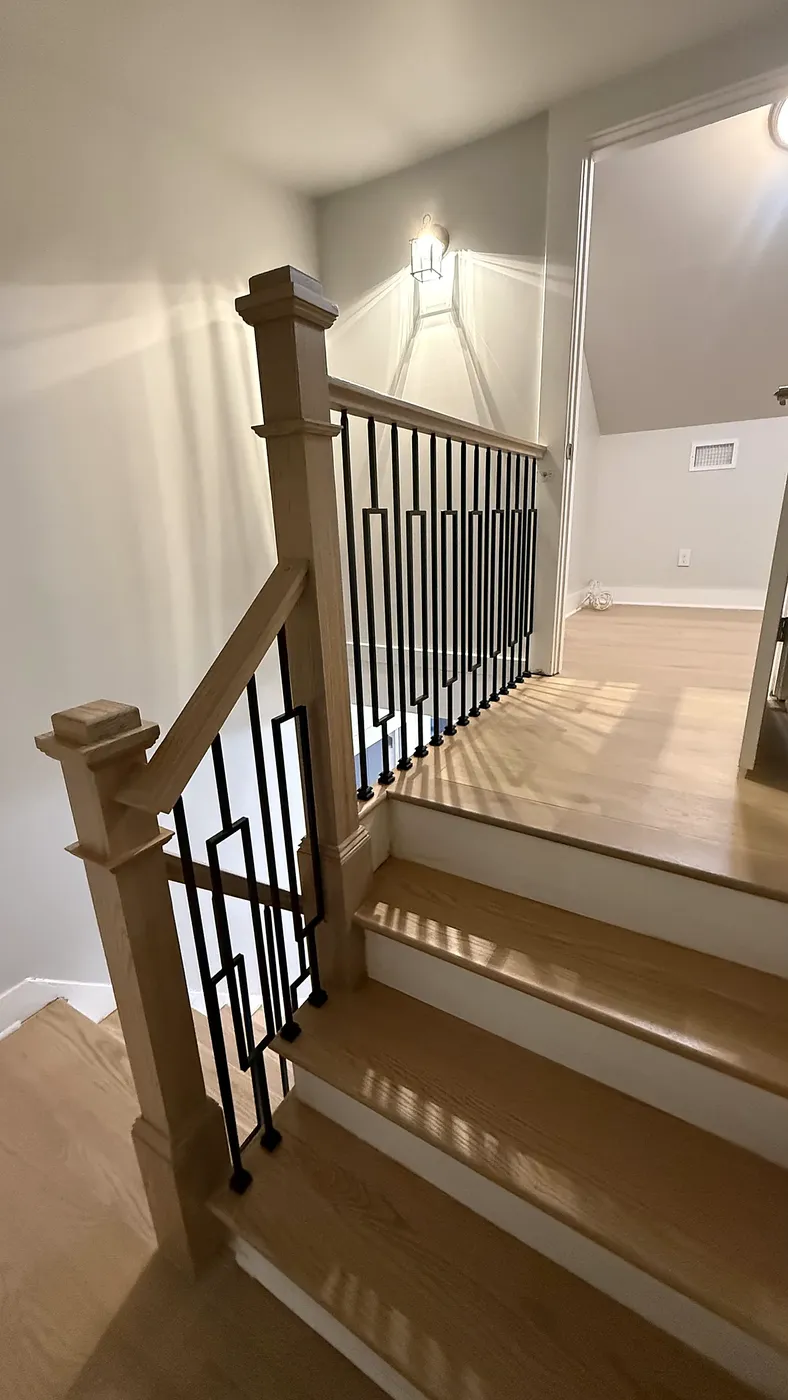 Modern Staircase with Geometric Balusters
